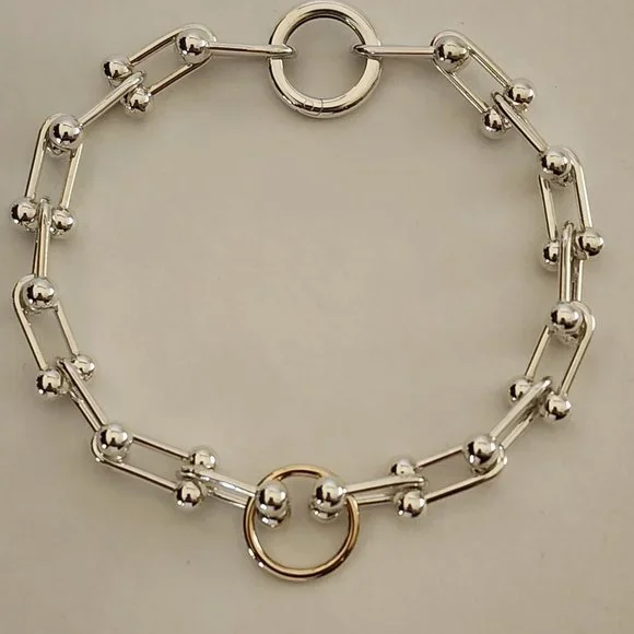 Women Bracelet, New Handmade, 18k Yellow Gold Center piece, Size 7.5